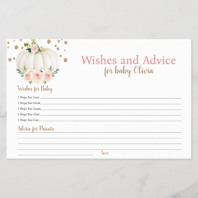 Flyer Jogo de Chás de fraldas de Abóbora e Aconselhament (Frente)