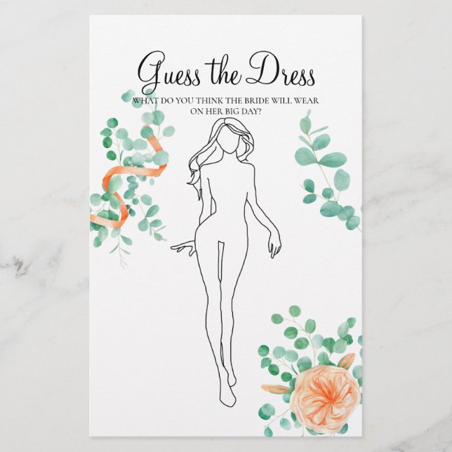 Flyer Jogo de Chuveiro de Noiva Advinhe o Vestido Verde  (Frente)