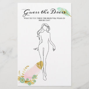 Flyer Jogo de Chuveiro de Noiva Boho Penas Adivinhe o Ve