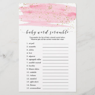Flyer Jogo de dobra rosa-aquarela e Dourada