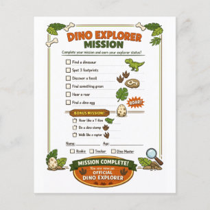 Flyer Jogo de Festa de Aniversário de Dinossauro Explora