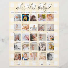 Flyer Jogo de Fotos Quem é esse Bebê 25 Gingham Amarelo