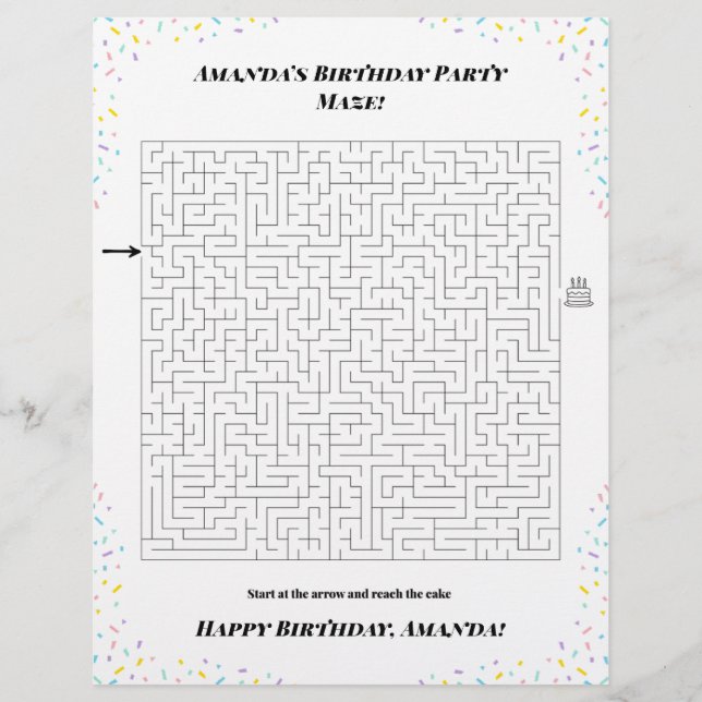 Flyer Jogo de Labirinto Personalizado de Aniversário Fel (Frente)