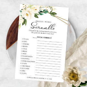 Flyer Jogo de Palavras Embaralhadas Nupciais Greenery Ge