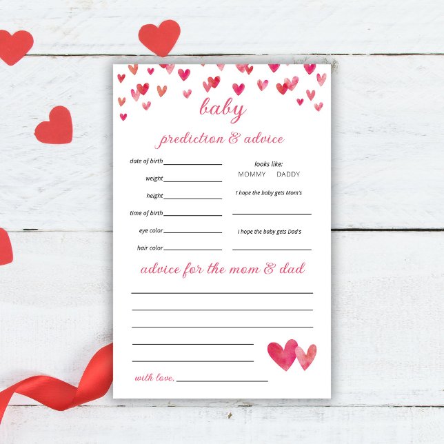 Flyer Jogo de Previsões de Corações Rosa (Criador carregado)