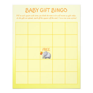 Flyer Jogo do Bingo do Bebê do Chá de fraldas Elefante N