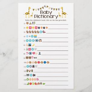 Flyer Jogo do chá de Emoji Pictionary dos livros do beb