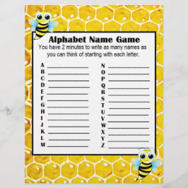 Flyer Jogo do Nome do Alfabeto e Jogo do Bingo do Chá de