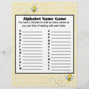 Flyer Jogo do Nome do Alfabeto e Jogo do Bingo do Chá de