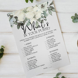 Flyer Jogo Floral Branco Marfim O Que Há na Sua Bolsa