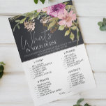 Flyer Jogo Floral Púrpura Dusty Rosa Que Está Na Sua Bol<br><div class="desc">O que há no seu jogo de chá de panela da bolsa. Flores rosa poeirento e roxo,  cor de água,  sobre fundo de carvão. Itens correspondentes para concluir sua coleção de eventos estão disponíveis em nossa loja Zazzle!</div>