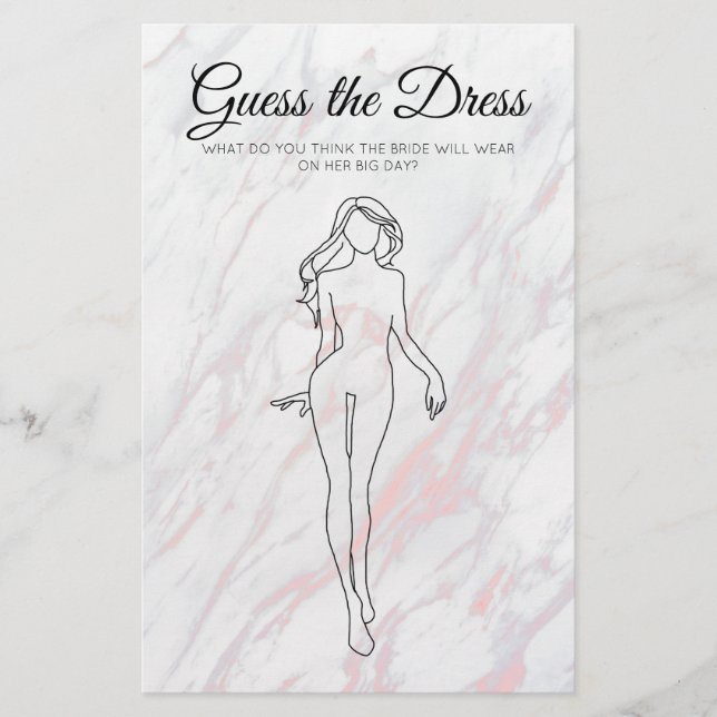 Flyer Jogo para Chá de Noiva Grey Marble Adivinhe o Vest (Frente)
