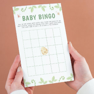 Flyer Jogo Verde Bingo Chá de fraldas Dinossauro
