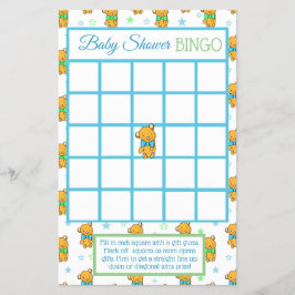 Flyer Jogos de chá de fraldas Blue and Green Teddy Bear 