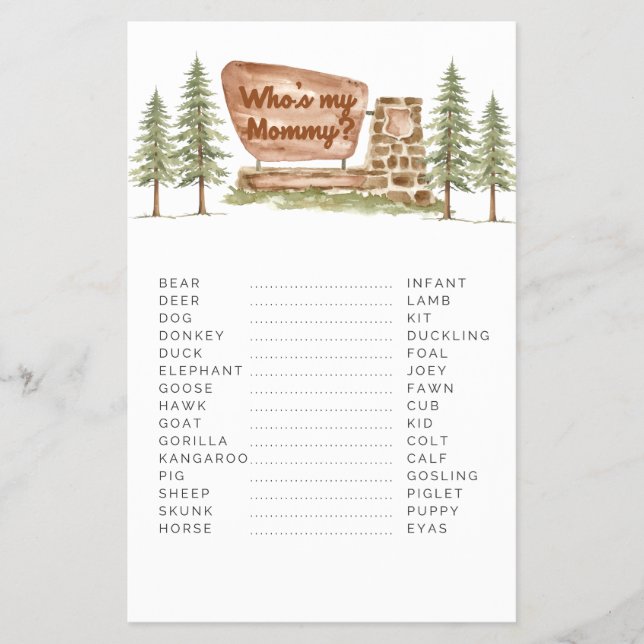 Flyer Jogos de Chá de fraldas do National Park Com Minha (Frente)