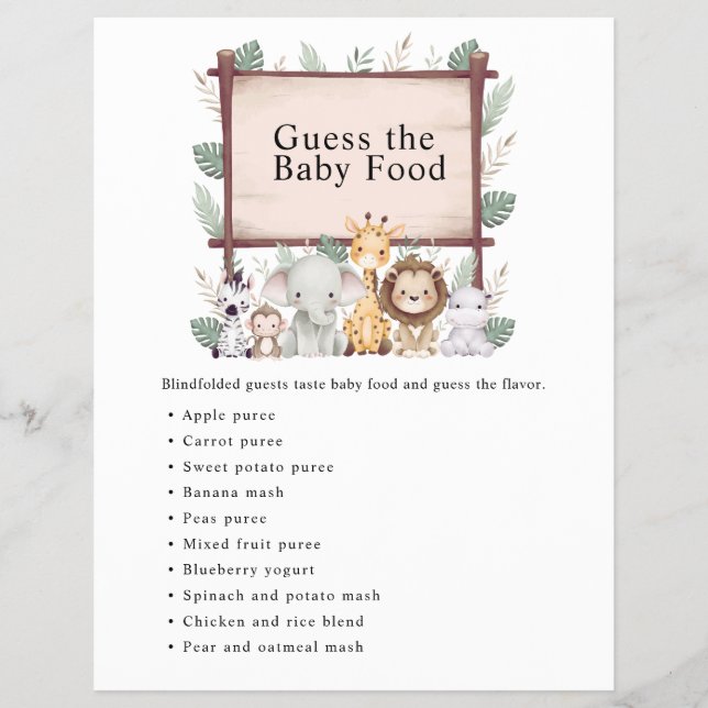 Flyer Jungle Safari Chá de fraldas Games (Frente)