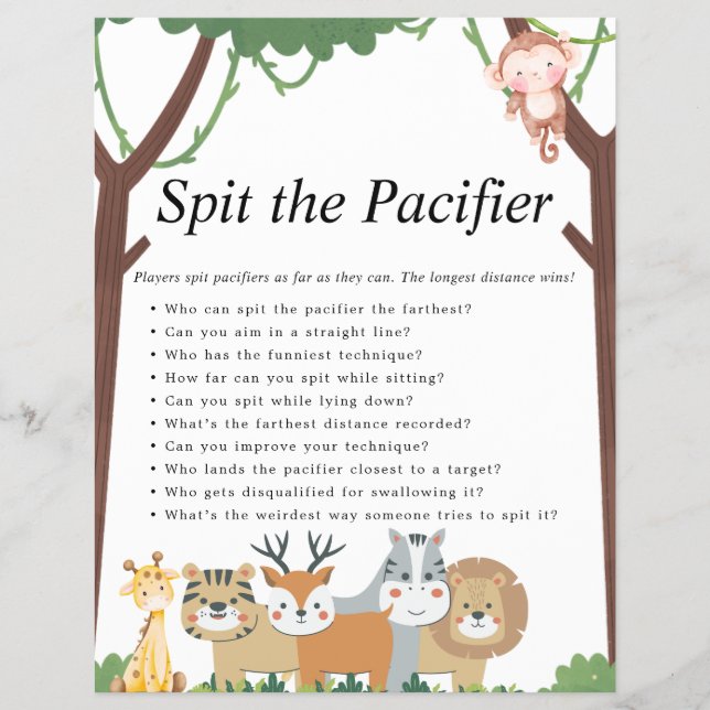 Flyer Jungle Safari Chá de fraldas Games (Frente)