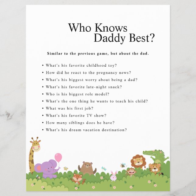 Flyer Jungle Safari Chá de fraldas Games (Frente)