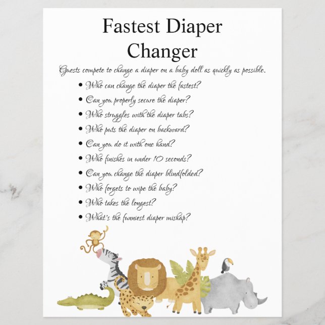 Flyer Jungle Safari Chá de fraldas Games (Frente)