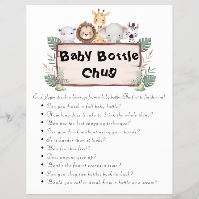 Flyer Jungle Safari Chá de fraldas Games (Frente)