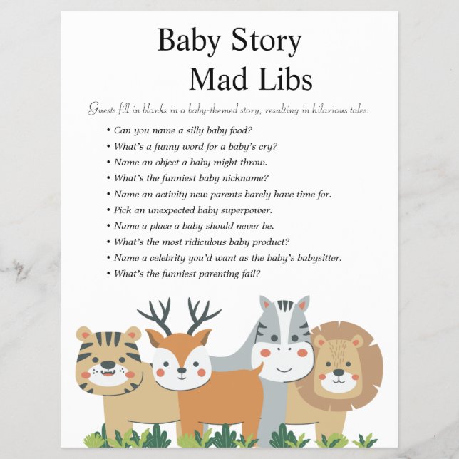 Flyer Jungle Safari Chá de fraldas Games (Frente)