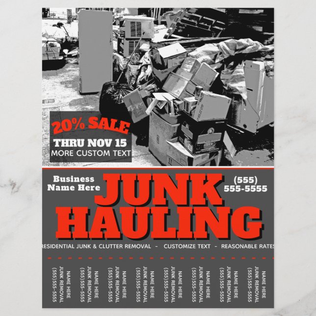 Flyer JUNK HAULING GARBAGE REMOVE Tearsheet (Frente)