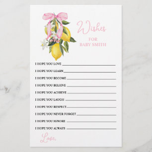 Flyer La Dolce Vita Limão Laço Rosa Desejos para Bebê