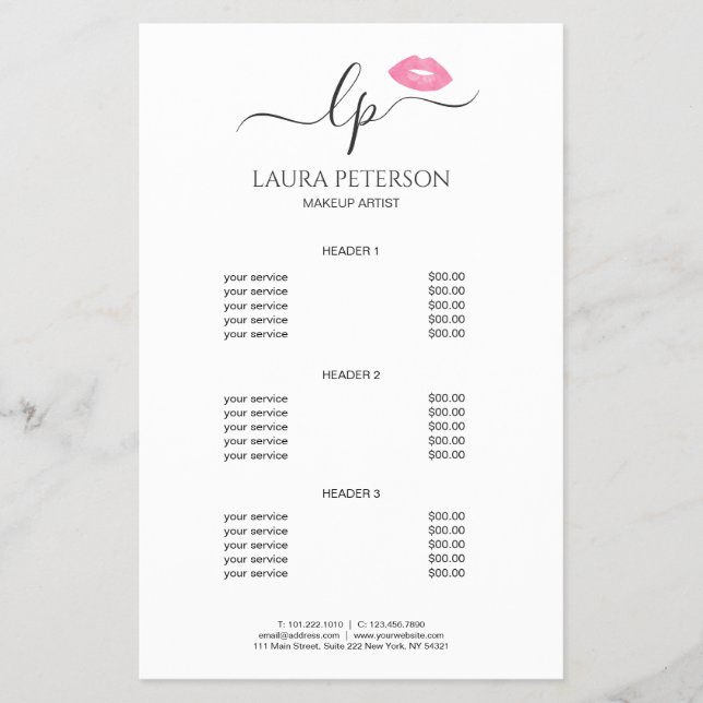 Flyer Lábios cor-de-rosa elegantes caligrafia manuscrita (Frente)