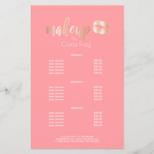 Flyer lábios e maquiagem elegantes de rosa de cobre