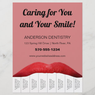 Flyer Lábios Vermelhos Dentes Brancos Dentista Escritó