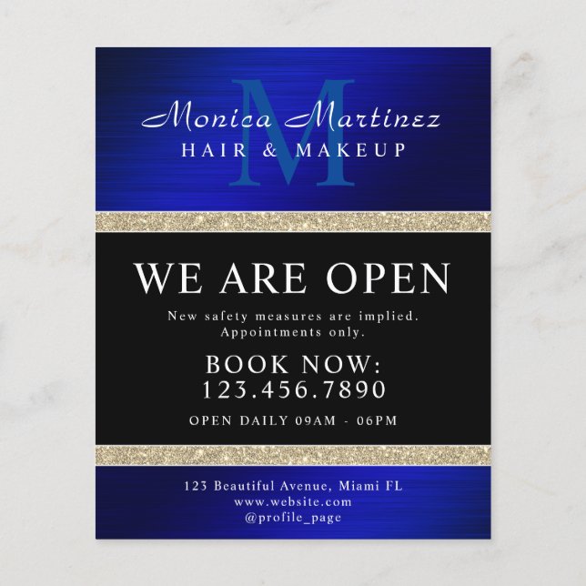 Flyer Lâmpada de ouro de aço inoxidável azul (Verso)