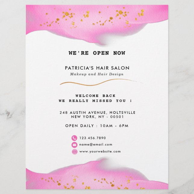 Flyer Lâmpada Elegante Rosa E Luminosa Dourada (Frente)