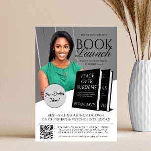 Flyer Lançamento do Livro Cinza e Branco Promocional