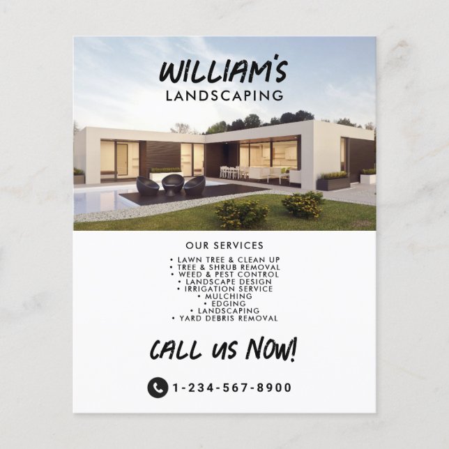 Flyer Lanscaper, Designer de Jardins Moderno de Paisagem (Frente)