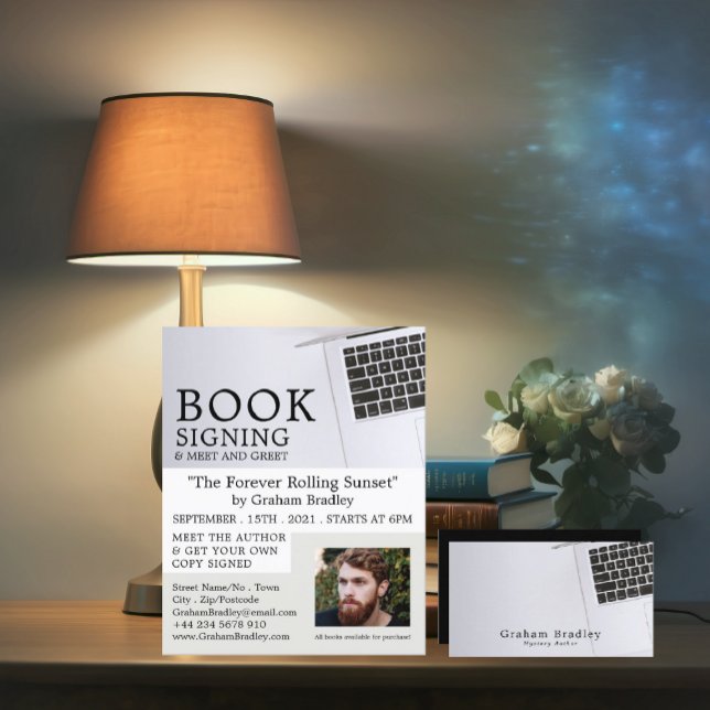 Flyer Laptop Branco, Publicidade de Autógrafos de Livros (Criador carregado)