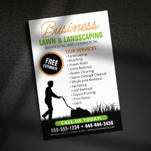 Flyer Laranja Black Lawncare Landscaping Lawn Mears