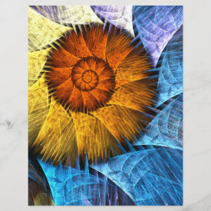Flyer Laranja Floral Amarelo Azul Abstrato Art