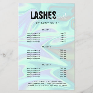 Flyer lascas e sobrancelhas holográficas elegantes na mo