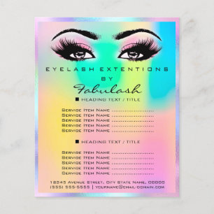 Flyer Lashes Holográficos de Rosa de Salão de Montagem