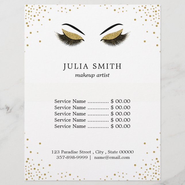 Flyer Lashes Modernos com Artista de Maquiagem Dourada c (Frente)