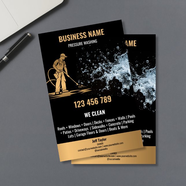 Flyer Lavagem a Alta Pressão Profissional a Ouro (Criador carregado)