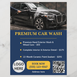 Flyer Lavagem de Carro Premium Navy Gold Auto Serviço El