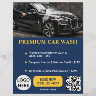 Flyer Lavagem de Carro Premium Navy Gold Auto Serviço El