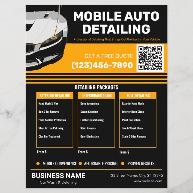 Flyer Lavagem de Carro Profissional de Detalhamento de A (Frente)