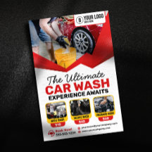 Lavagem de Carro Vermelho Moderno Cuidados com o D