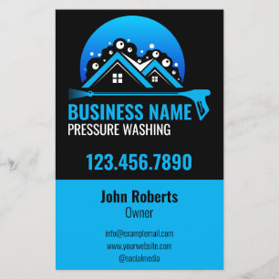 Flyer Lavagem Profissional com Pressão Azul Preto