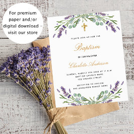 Flyer Lavanda de batismo orçamental convite para eucalip