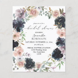 Flyer Lavanda de orçamento, Marinho e Chá de panela rosa