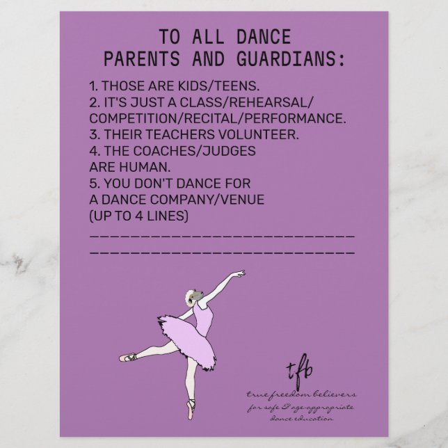 Flyer Lavanda de Ovinos do Lembrete-Pai da Dança (Frente)