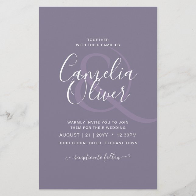 Flyer LAVANDA ORÇAMENTAL Casamento Monocromático Dusty P (Frente)